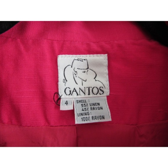 Vintage Gantos Blazer Jacket Womens 4 Hot Pink Linen Blend Double Breasted 90's - Picture 5 of 5